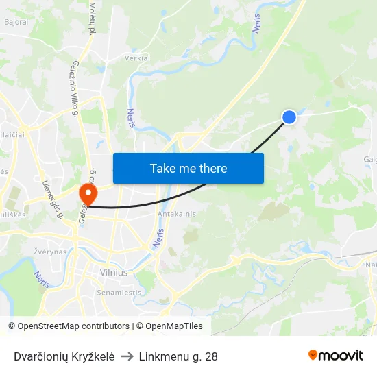 Dvarčionių Kryžkelė to Linkmenu g. 28 map