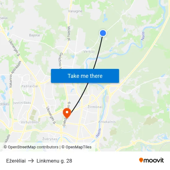 Ežerėliai to Linkmenu g. 28 map