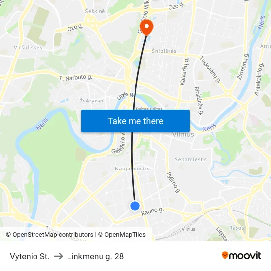 Vytenio St. to Linkmenu g. 28 map