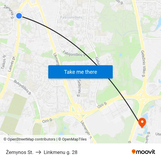 Žemynos St. to Linkmenu g. 28 map
