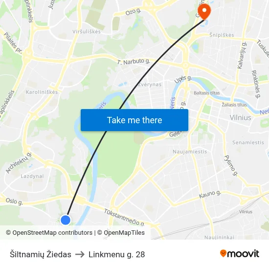 Šiltnamių Žiedas to Linkmenu g. 28 map