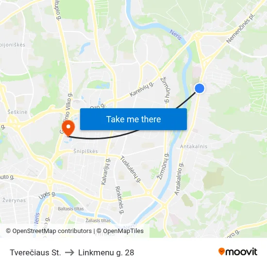 Tverečiaus St. to Linkmenu g. 28 map
