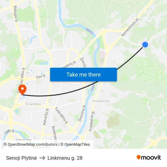 Senoji Plytinė to Linkmenu g. 28 map