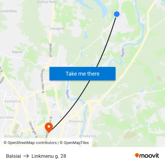 Balsiai to Linkmenu g. 28 map