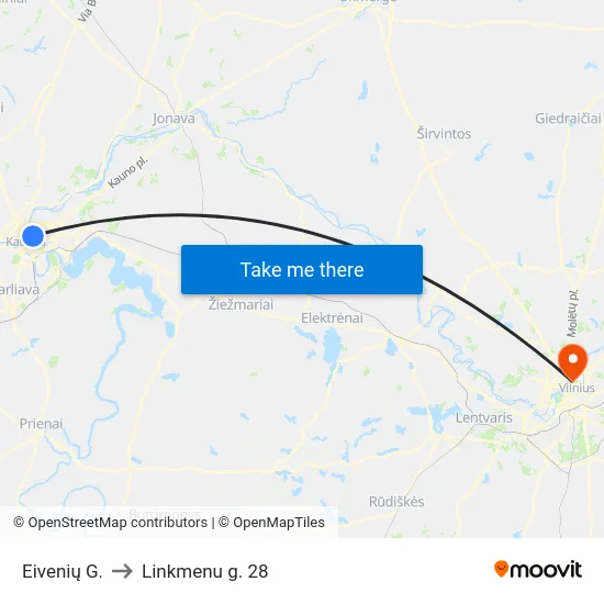 Eivenių G. to Linkmenu g. 28 map