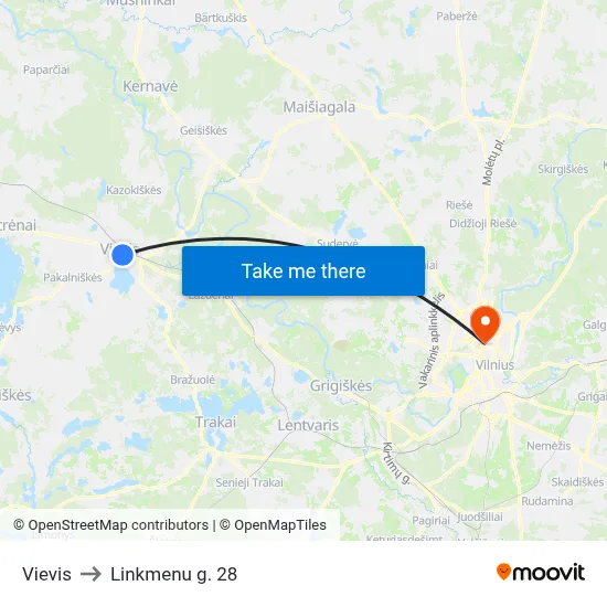 Vievis to Linkmenu g. 28 map