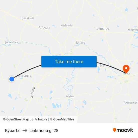 Kybartai to Linkmenu g. 28 map