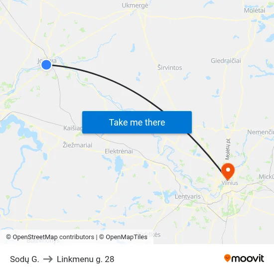 Sodų G. to Linkmenu g. 28 map