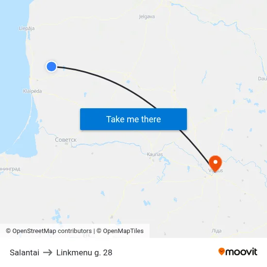 Salantai to Linkmenu g. 28 map