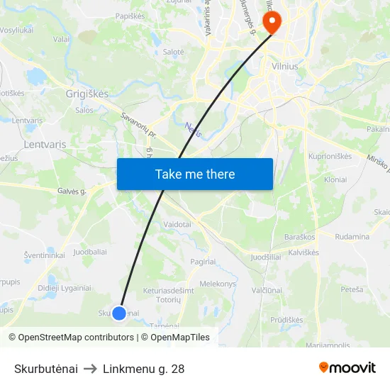 Skurbutėnai to Linkmenu g. 28 map