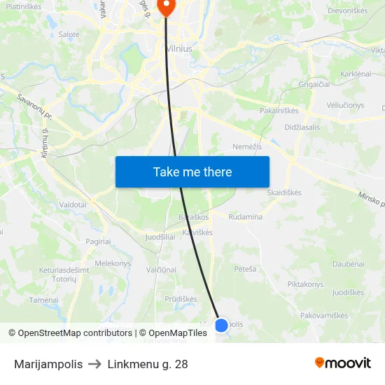 Marijampolis to Linkmenu g. 28 map