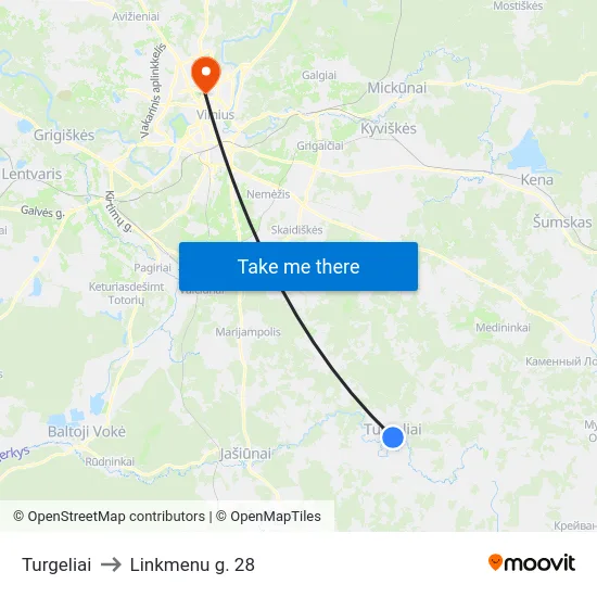 Turgeliai to Linkmenu g. 28 map