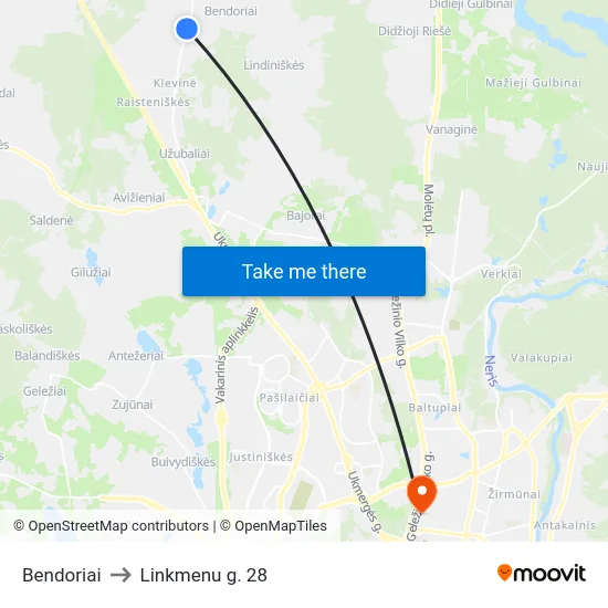 Bendoriai to Linkmenu g. 28 map