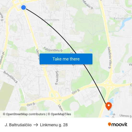 J. Baltrušaičiio to Linkmenu g. 28 map