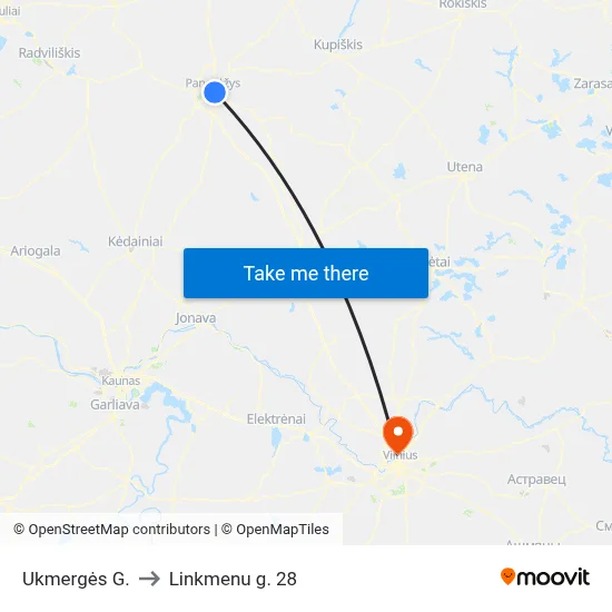 Ukmergės G. to Linkmenu g. 28 map