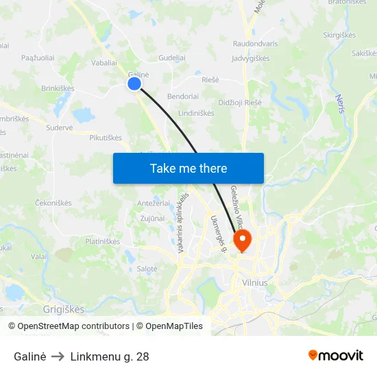 Galinė to Linkmenu g. 28 map