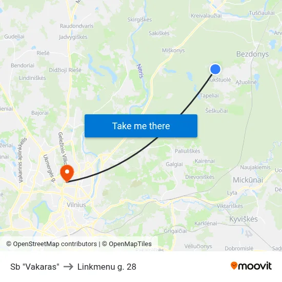 Sb "Vakaras" to Linkmenu g. 28 map