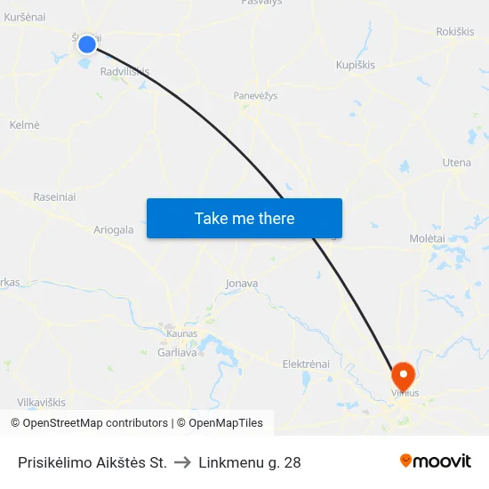 Prisikėlimo Aikštės St. to Linkmenu g. 28 map