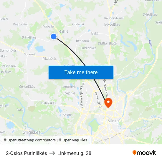 2-Osios Putiniškės to Linkmenu g. 28 map
