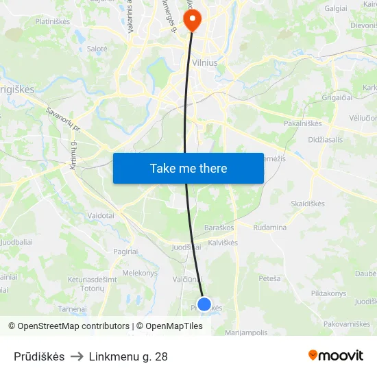 Prūdiškės to Linkmenu g. 28 map