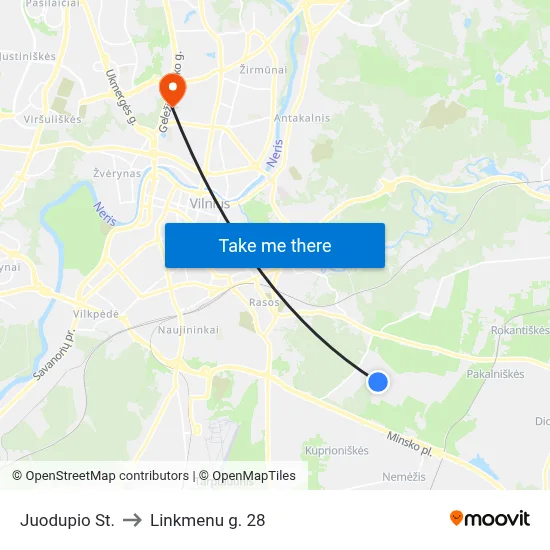 Juodupio St. to Linkmenu g. 28 map