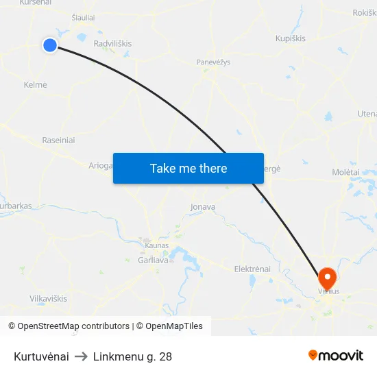 Kurtuvėnai to Linkmenu g. 28 map