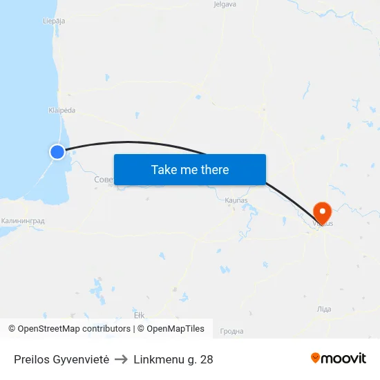 Preilos Gyvenvietė to Linkmenu g. 28 map