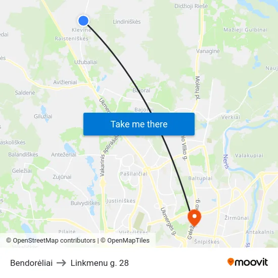 Bendorėliai to Linkmenu g. 28 map