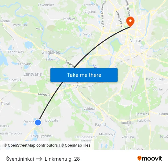 Šventininkai to Linkmenu g. 28 map