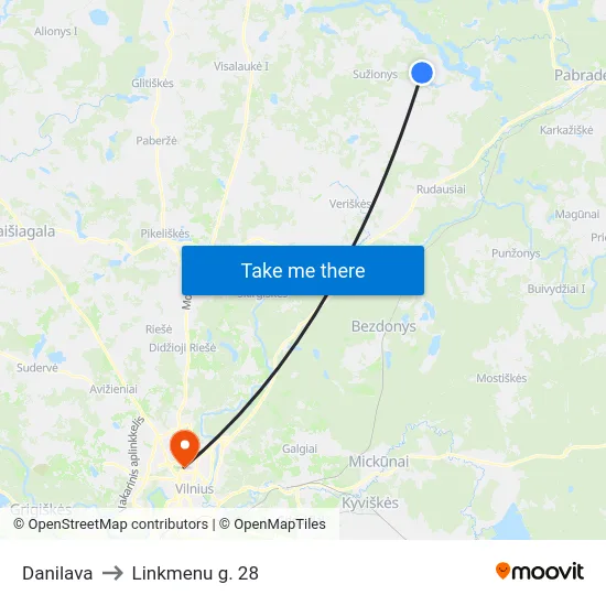 Danilava to Linkmenu g. 28 map