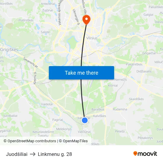 Juodšiliai to Linkmenu g. 28 map