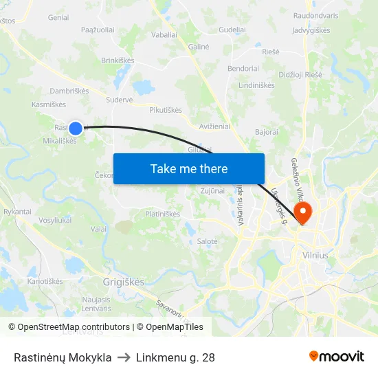 Rastinėnų Mokykla to Linkmenu g. 28 map