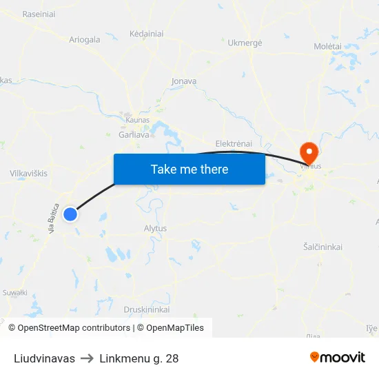 Liudvinavas to Linkmenu g. 28 map