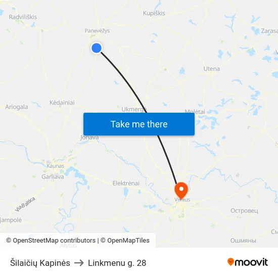 Šilaičių Kapinės to Linkmenu g. 28 map