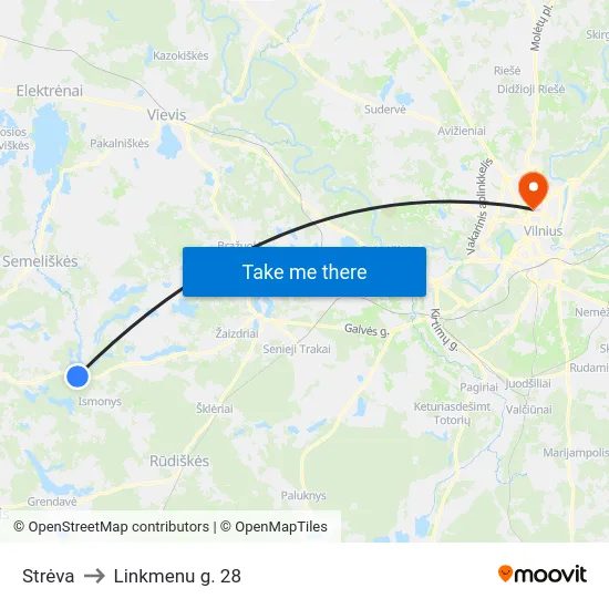 Strėva to Linkmenu g. 28 map