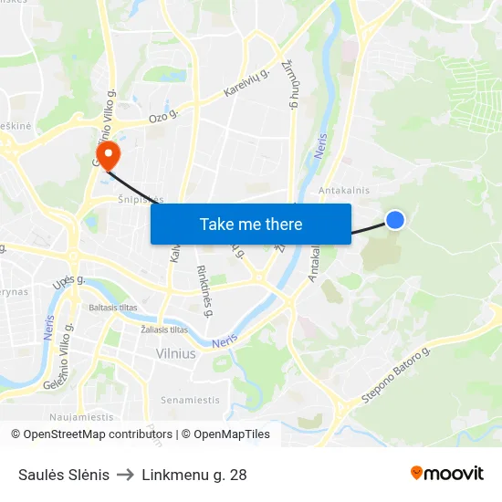 Saulės Slėnis to Linkmenu g. 28 map
