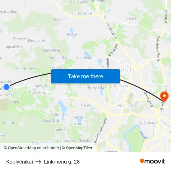 Koplyčnikai to Linkmenu g. 28 map