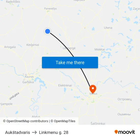Aukštadvaris to Linkmenu g. 28 map