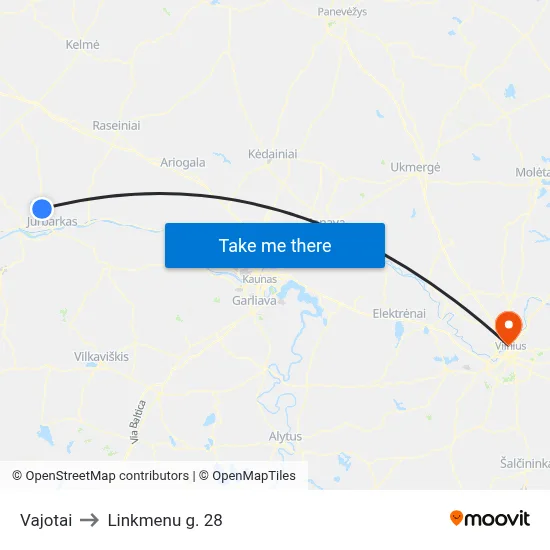 Vajotai to Linkmenu g. 28 map