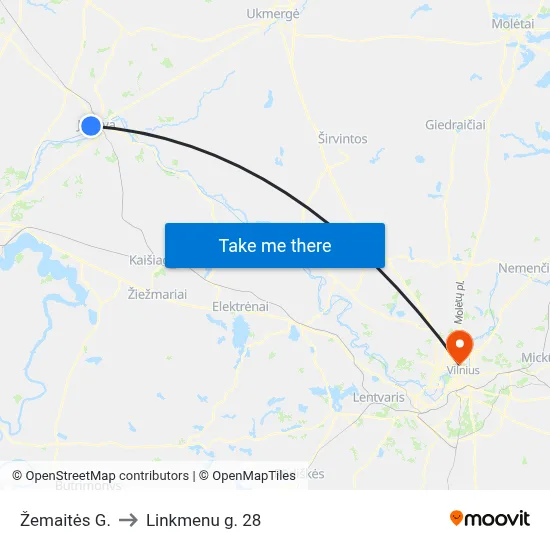 Žemaitės G. to Linkmenu g. 28 map