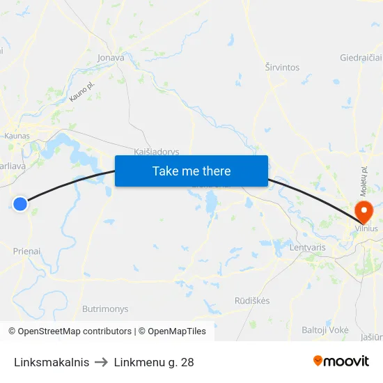Linksmakalnis to Linkmenu g. 28 map