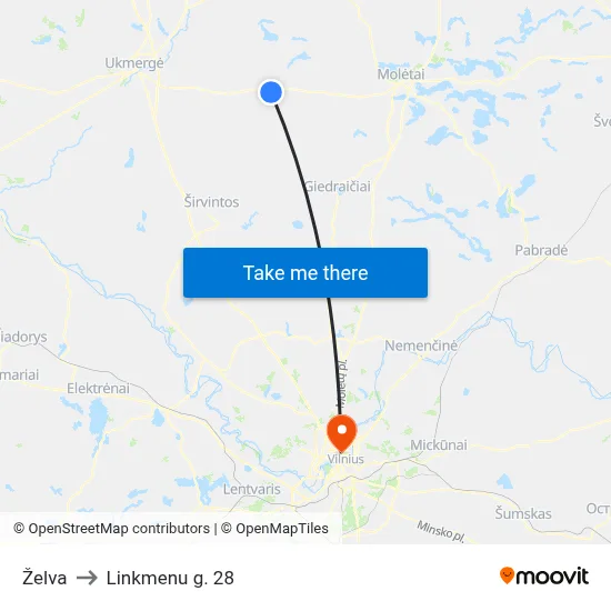 Želva to Linkmenu g. 28 map