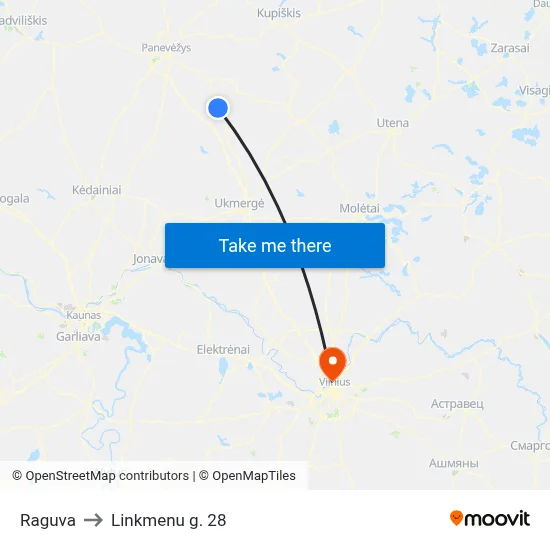 Raguva to Linkmenu g. 28 map