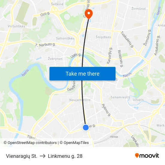 Vienaragių St. to Linkmenu g. 28 map