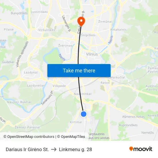 Dariaus Ir Girėno St. to Linkmenu g. 28 map