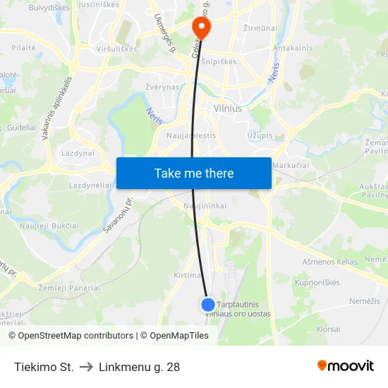 Tiekimo St. to Linkmenu g. 28 map
