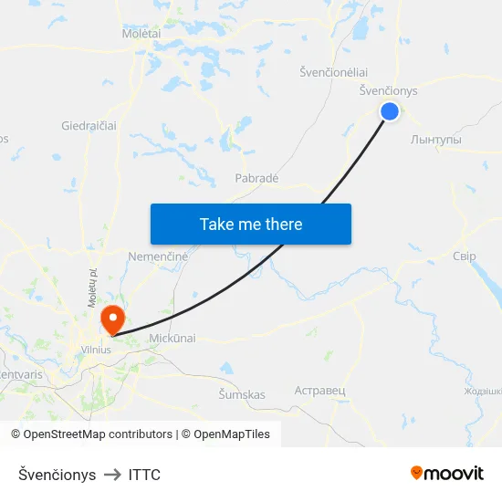 Švenčionys to ITTC map