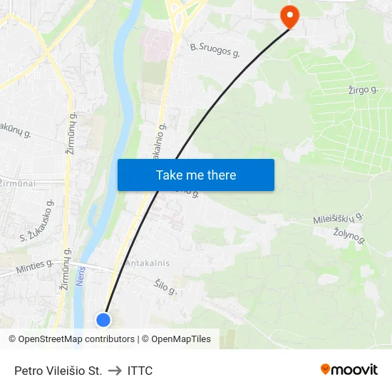 Petro Vileišio St. to ITTC map