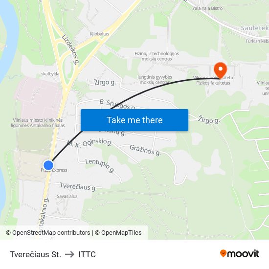 Tverečiaus St. to ITTC map