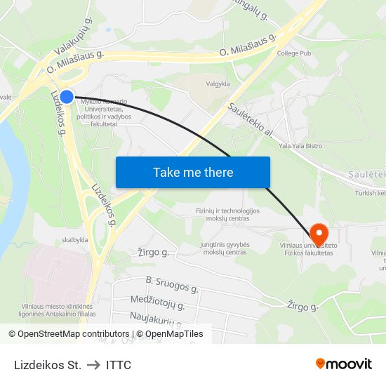 Lizdeikos St. to ITTC map